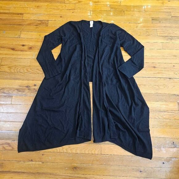 Garnet Hill Open Front Cardigan Sweater Jacket Wool Silk Cashmere Black Size S - Picture 1 of 7